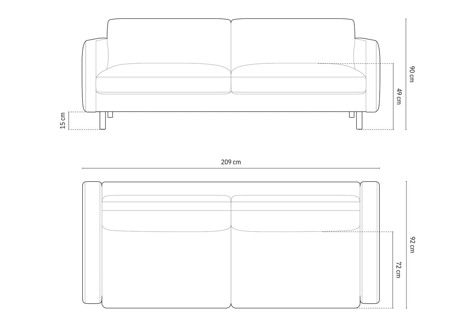 Micadoni Sofa Eden 4-Sitzer Strukturierter Stoff Moßgrün Melange
