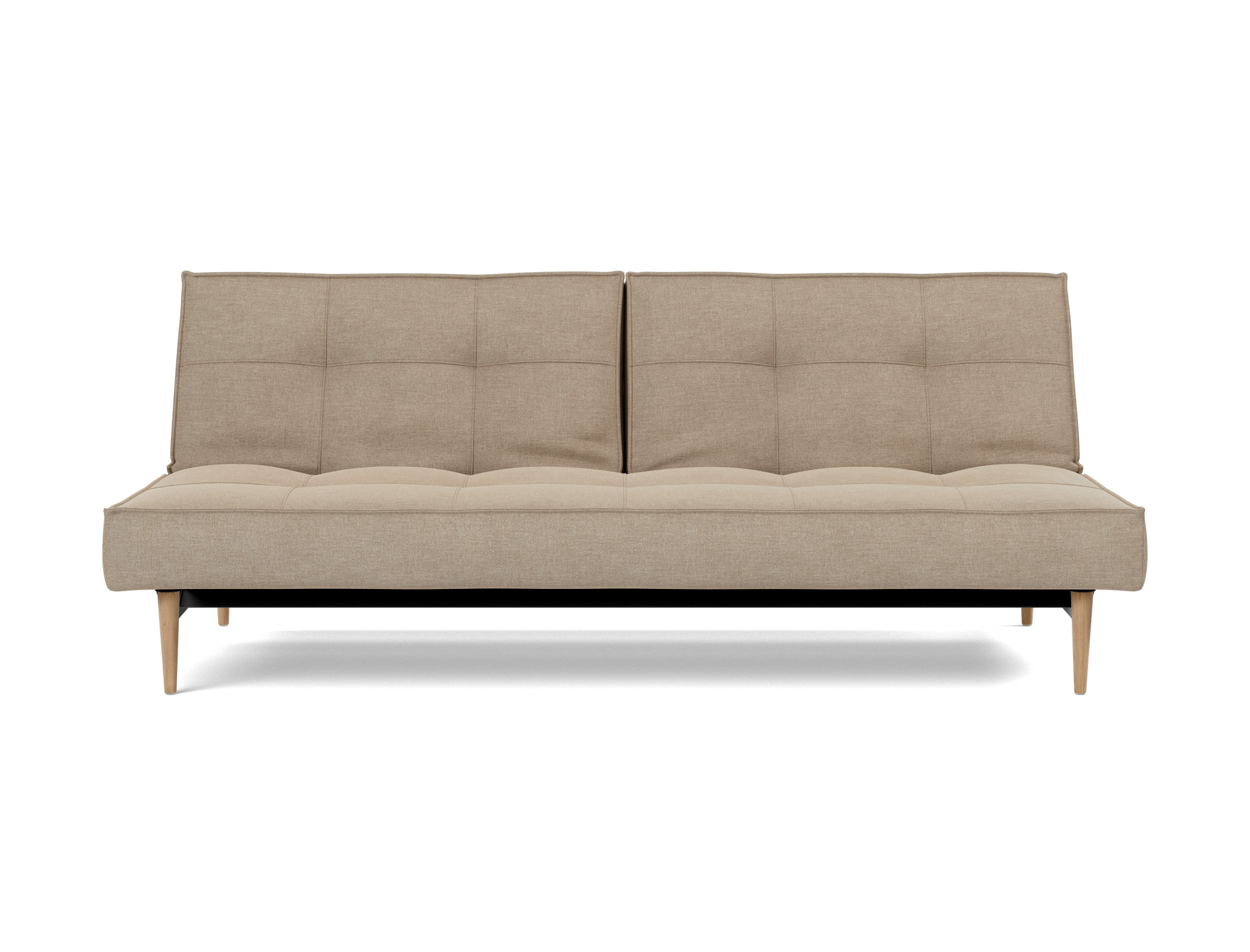 Schlafsofa Splitback Flachgewebe Phobos 587-Mocha Beine Styletto Eiche hell