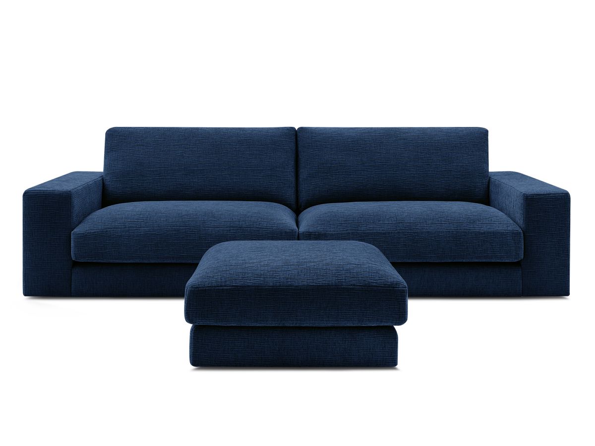 Bobochic Leonard Sofa 4-Sitzer mit Pouf 274 × 109 cm Strukturstoff Dunkelblau