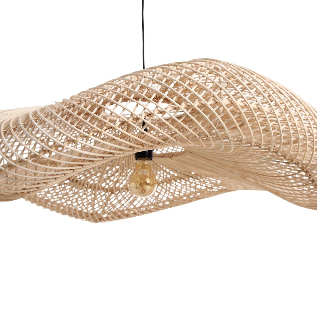 Raw Materials Wave Rattan-Lampe XXL Ø 115x35cm