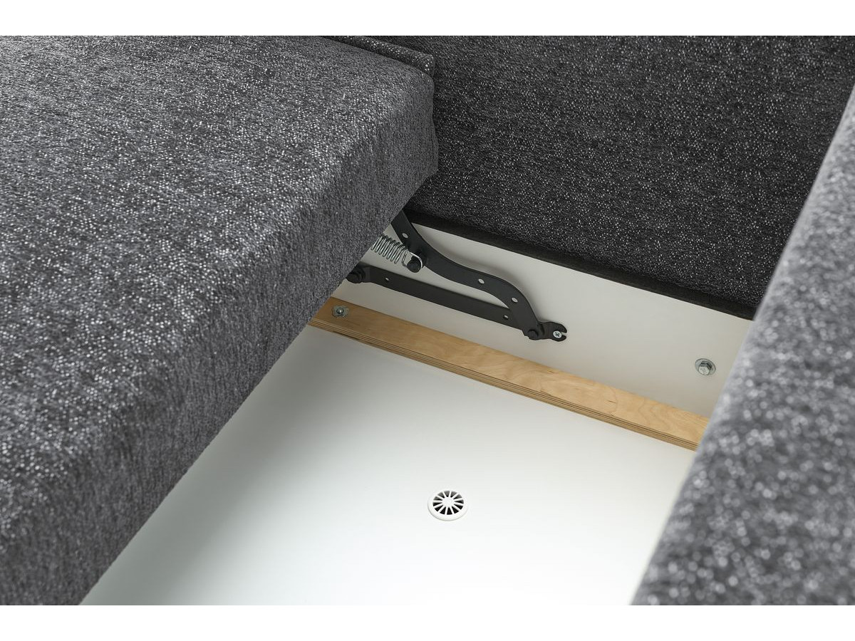 Bobochic Emile Schlafsofa 3-Sitzer mit Bettkasten Melange-Stoff Dunkelgrau