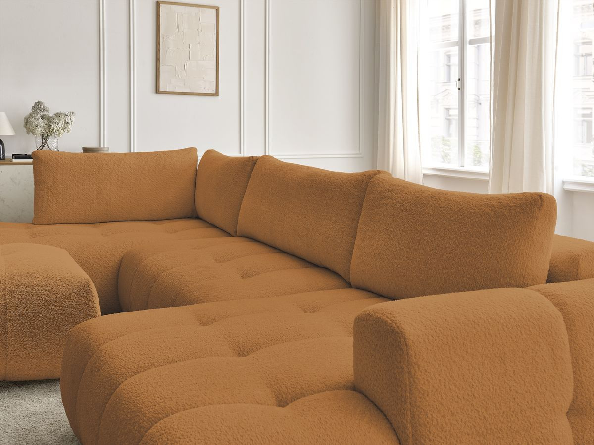 Bobochic Fuji Wohnlandschaft mit Pouf Bouclé-Stoff Gelb Ecke rechts