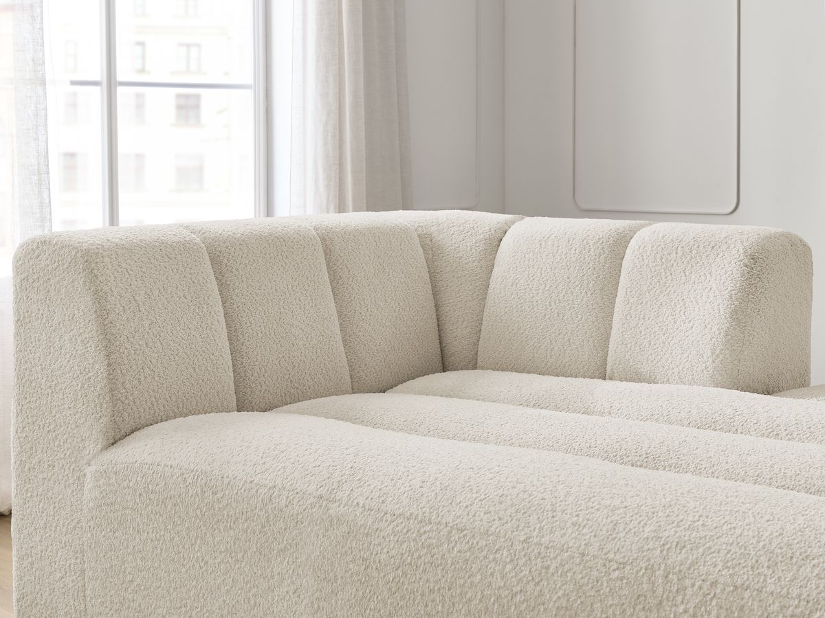 Bobochic Annecy Méridienne-Modul Bouclé-Stoff Beige Ecke rechts