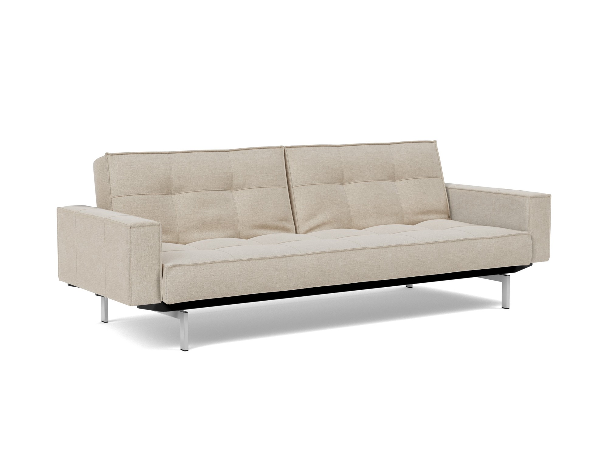 Schlafsofa Splitback mit Armlehnen Flachgewebe Phobos 586-Latte Beine Chrom
