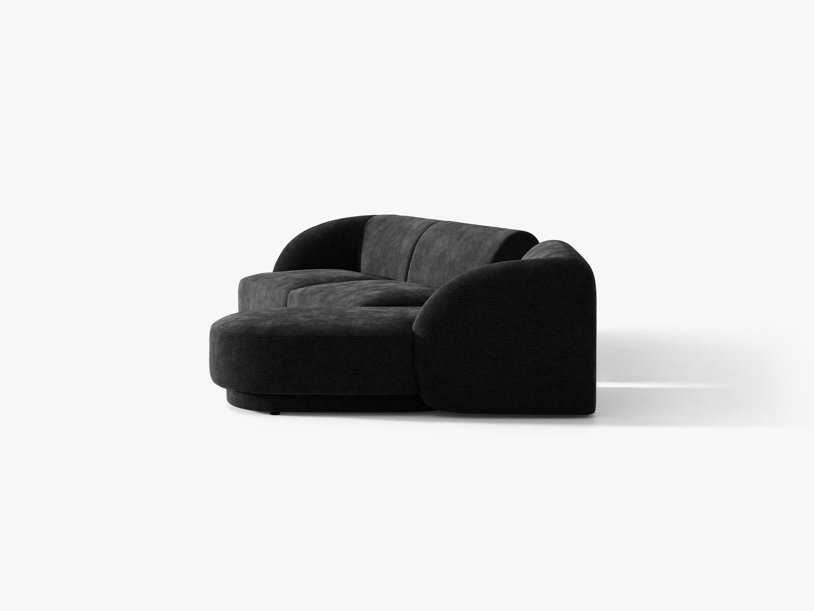 Micadoni Modulares Sofa Miley mit Recamiere 3-Sitzer Rechts Chenille Haga Schwarz