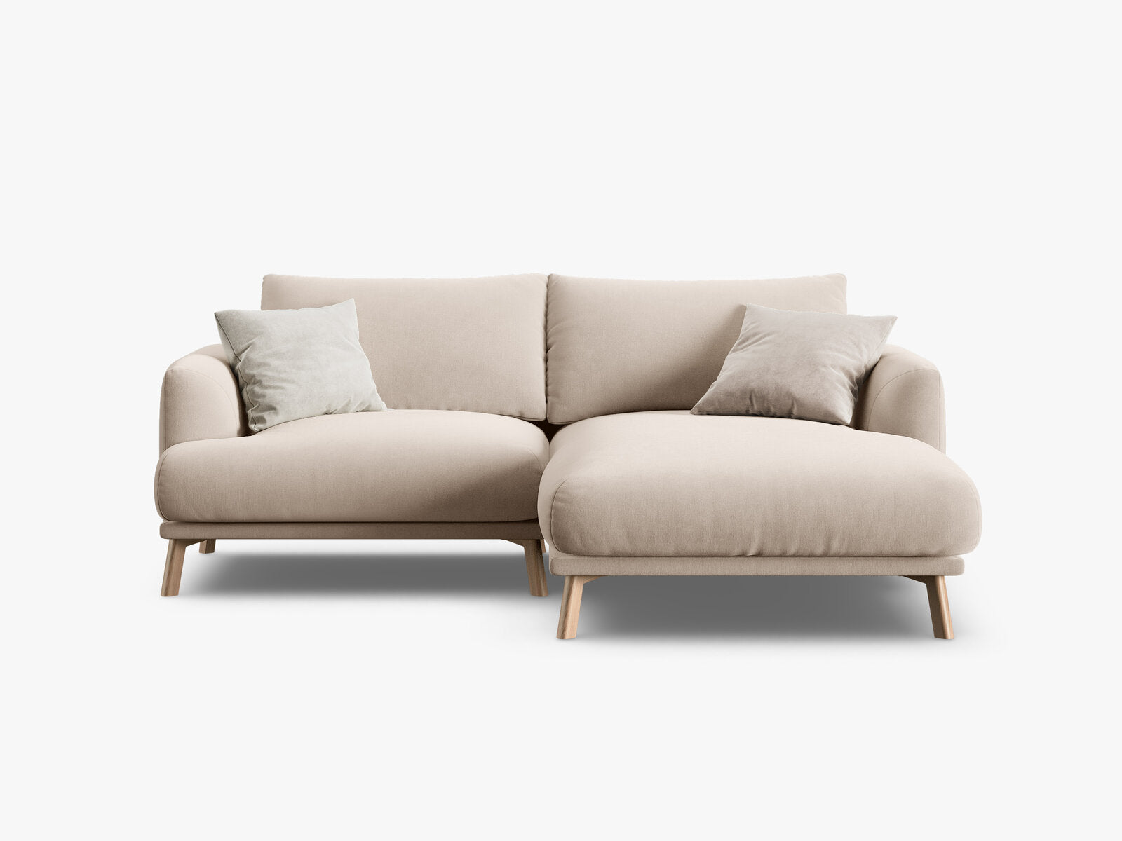Micadoni Ecksofa Naomi 3-Sitzer kleine Version Rechts Samt Salvador Beige