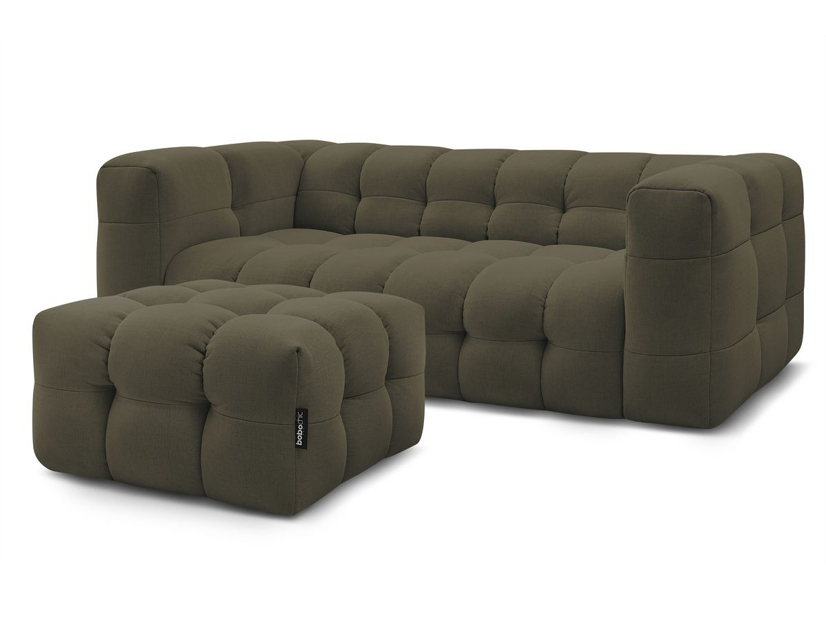 Bobochic Cloud Schlafsofa 3-Sitzer mit Pouf Stoff Grün