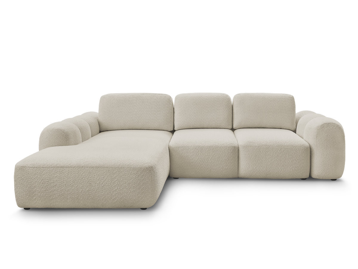 Bobochic Montaigne Ecksofa mit Schlaffunktion und Bettkasten 288 × 196 cm Bouclé-Stoff Beige Ecke links