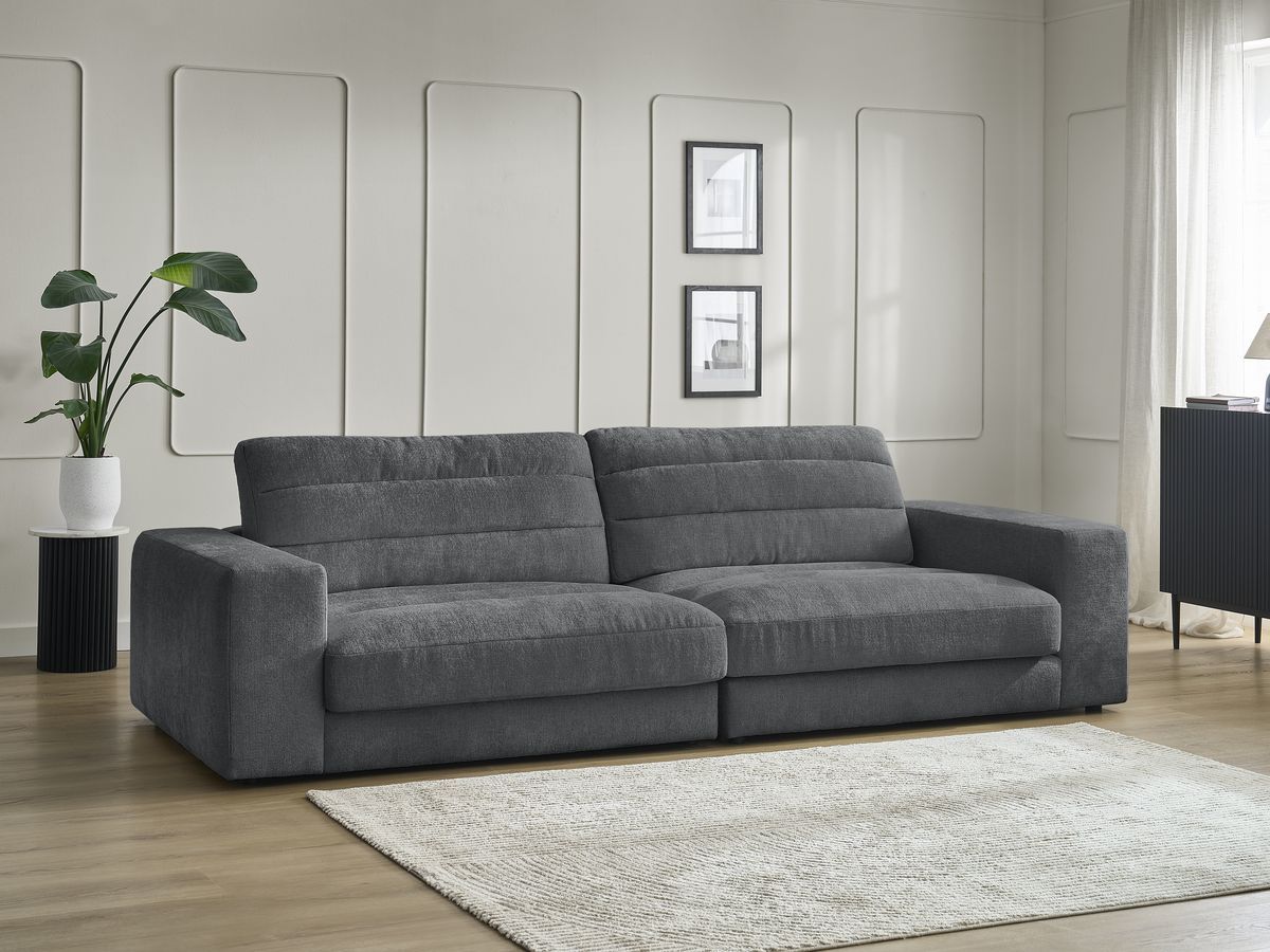 Bobochic Sierra Sofa 3-Sitzer Strukturstoff Dunkelgrau