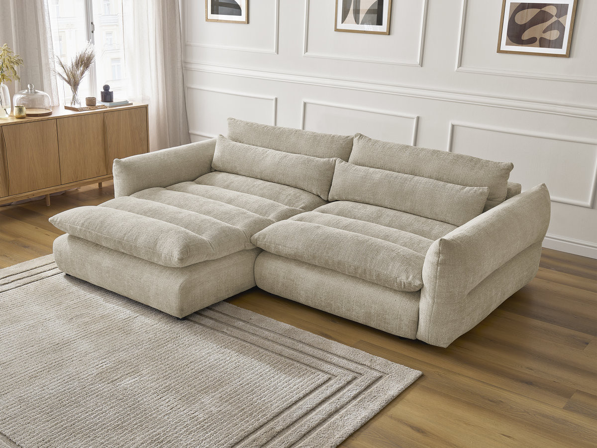Bobochic Neil Ecksofa Strukturstoff Beige Ecke links