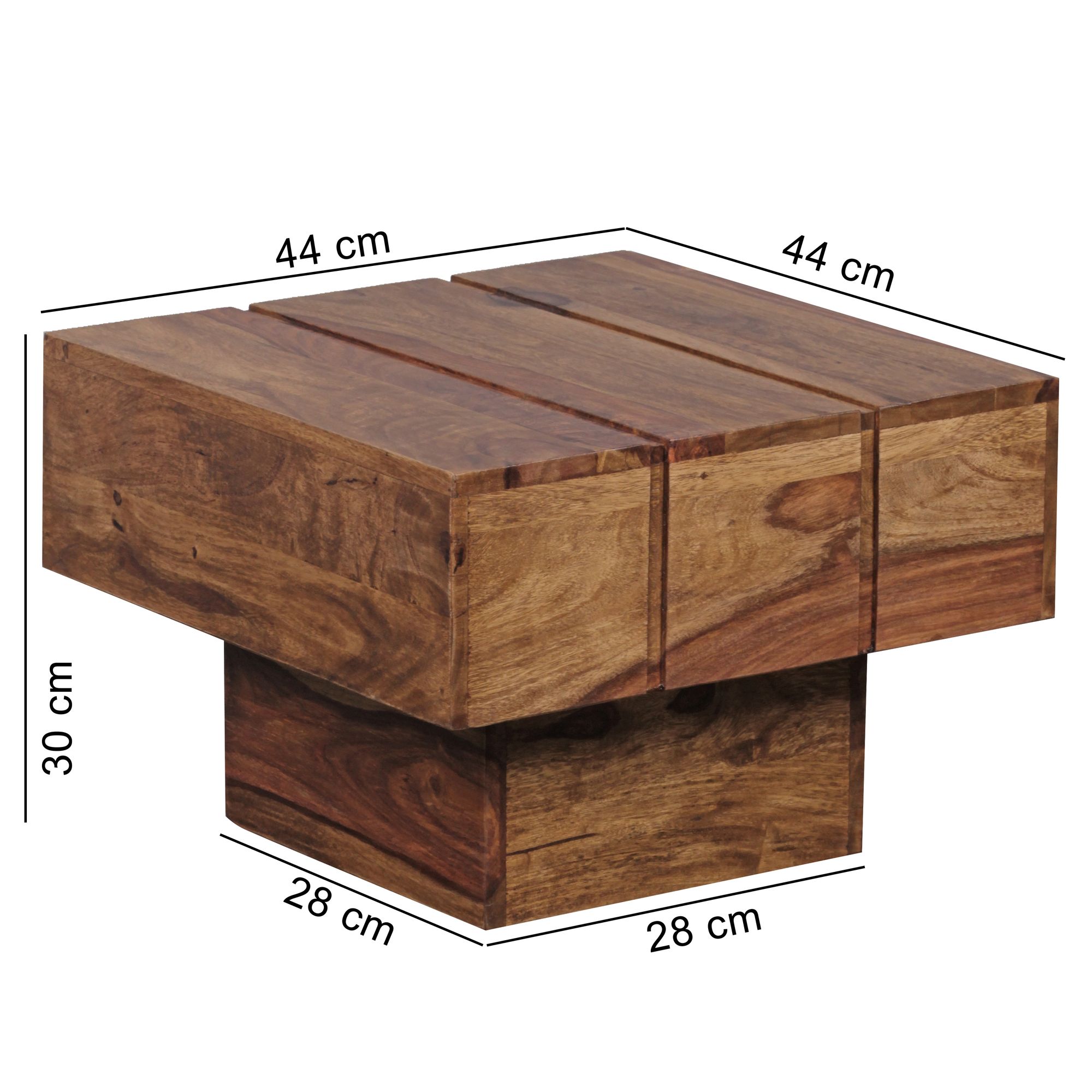 Beistelltisch Leikanger Massivholz Dunkelbraun 44 × 44 × 30 cm