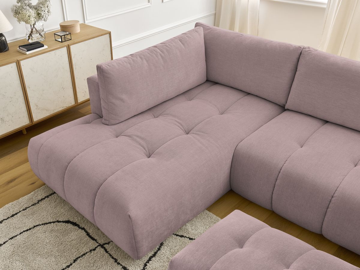 Bobochic Fuji Wohnlandschaft mit Pouf Stoff Rosa Ecke rechts
