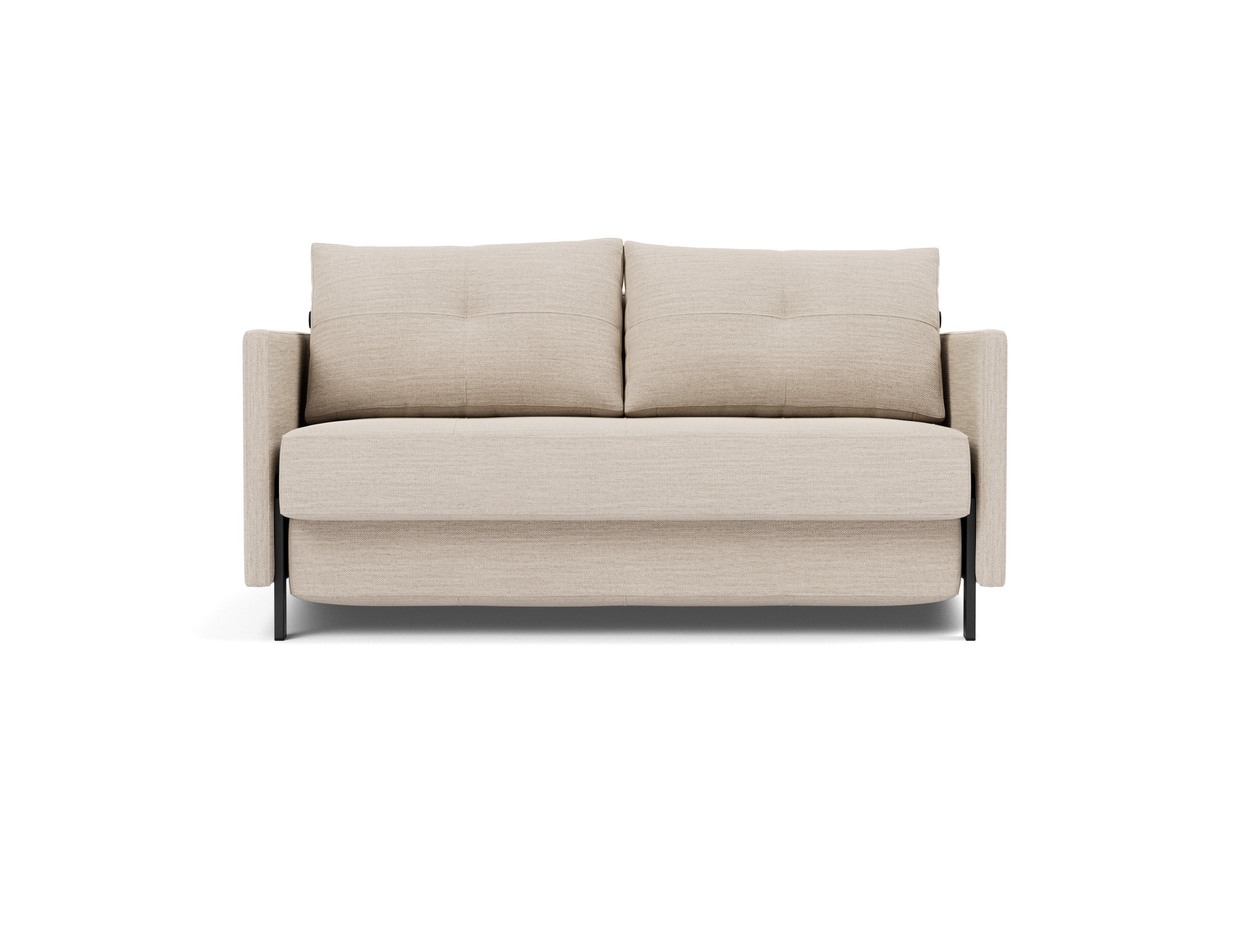 Schlafsofa Cubed mit Armlehnen 140 Webstoff Blida 612-Sand-Grey