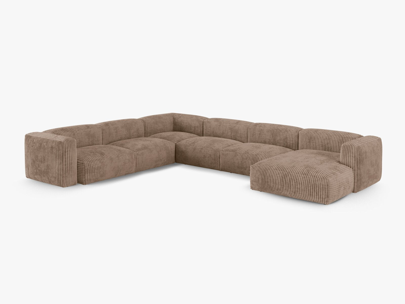 Micadoni modulares Ecksofa XL Martina 6-Sitzer 90cm Sitztiefe Links Kord Tilia Eichel