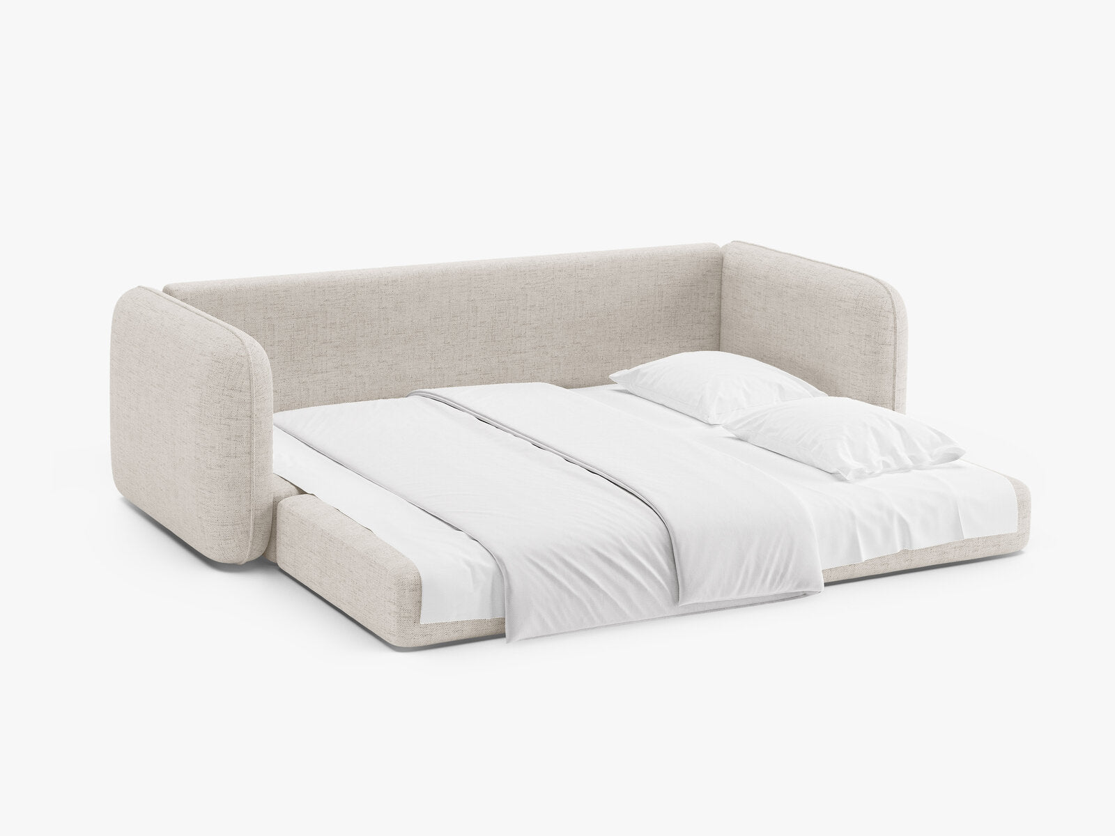 Micadoni Sofa mit Schlaffunktion Dormi 3-Sitzer Strukturierter Stoff Moly Helles Beige
