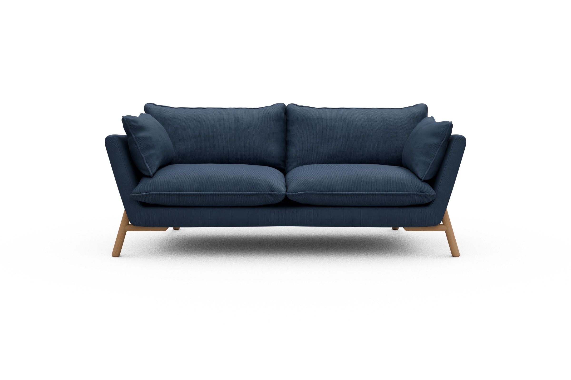 Skandi Home Sofa Emil PREMIUM 2-Sitzer Beinfarbe Eiche Natur Cordufine-Royal-Blue moebelfaktor