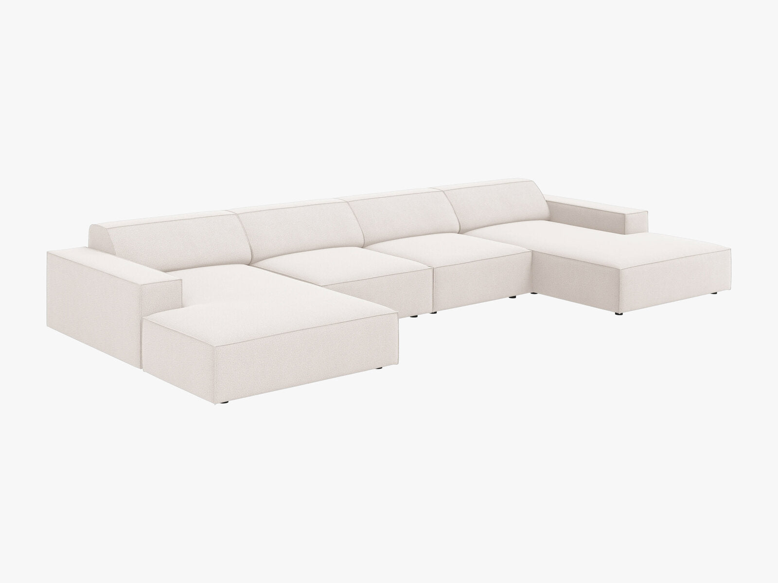 Micadoni Panorama-Sofa Jodie 6-Sitzer Strukturierter Stoff Megan Helles Beige