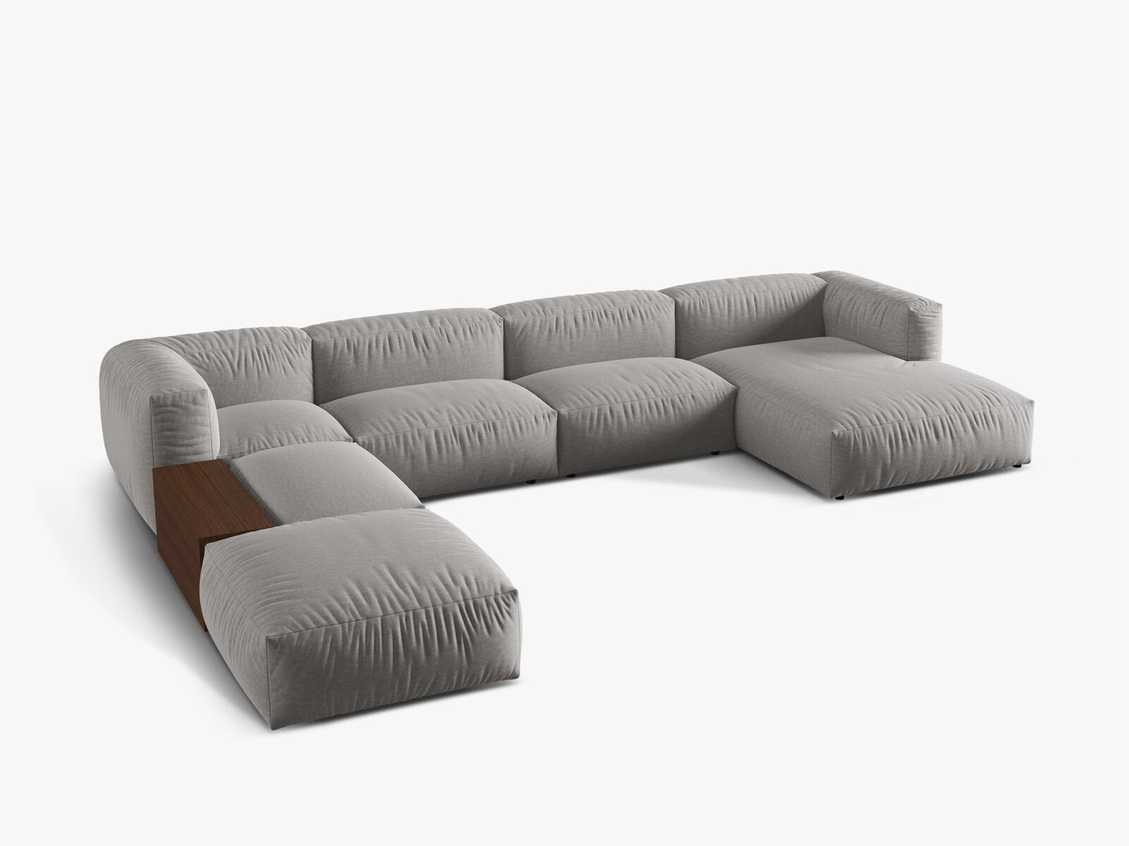 Micadoni Panorama-Ecksofa Martina 5-Sitzer Links Strukturierter Stoff Hellgrau