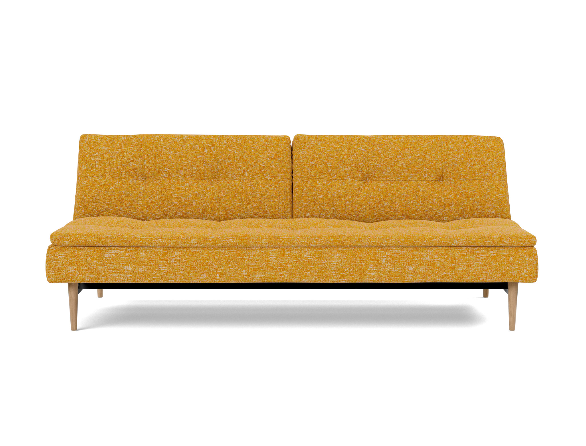 Schlafsofa Dublexo Boucle Skandi 536-Ochre Beine Styletto Eiche hell