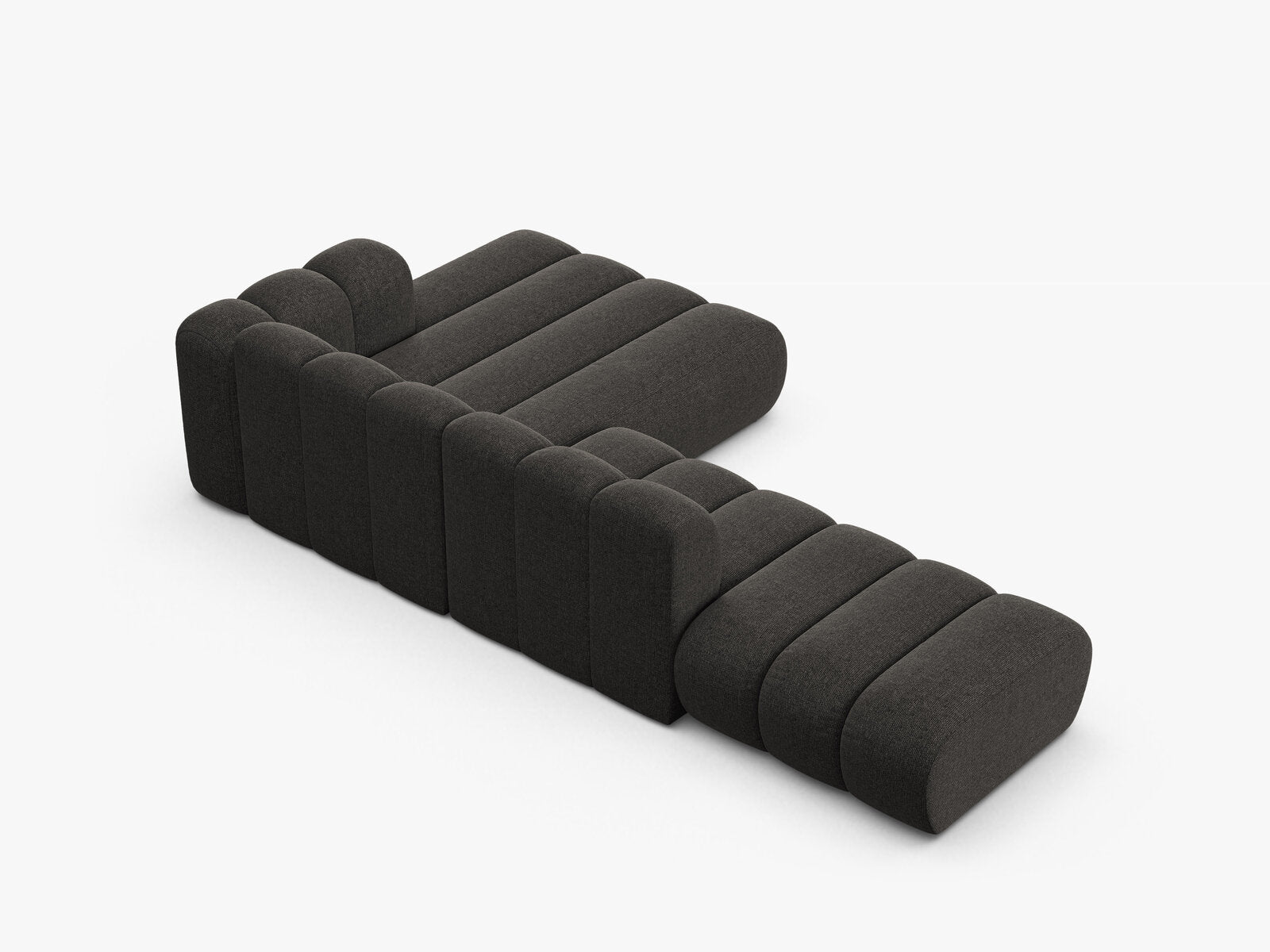 Micadoni Modulares Ecksofa offen Lupine 5-Sitzer Rechts Chenille Eden Dunkelgrau