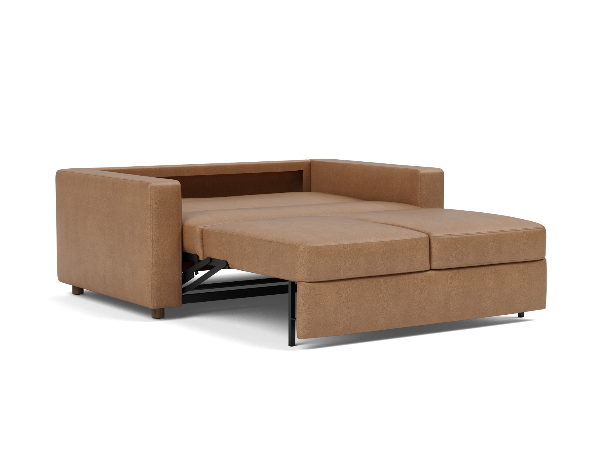 Schlafsofa Neah mit Standard-Armlehnen 140 Lederoptik Faunal 551-Brown