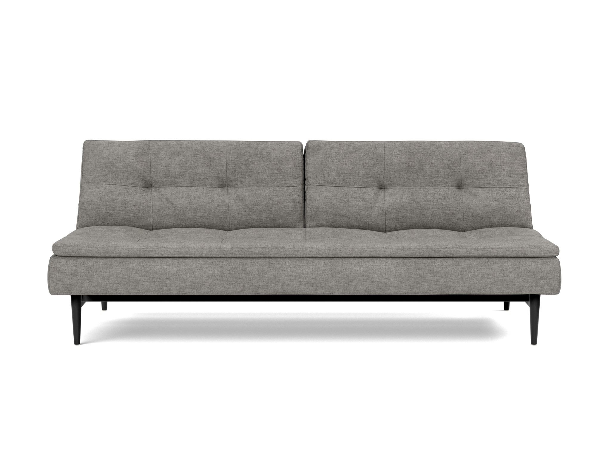 Schlafsofa Dublexo Flachgewebe Avella 282-Warm-Grey Beine Styletto Eiche schwarz