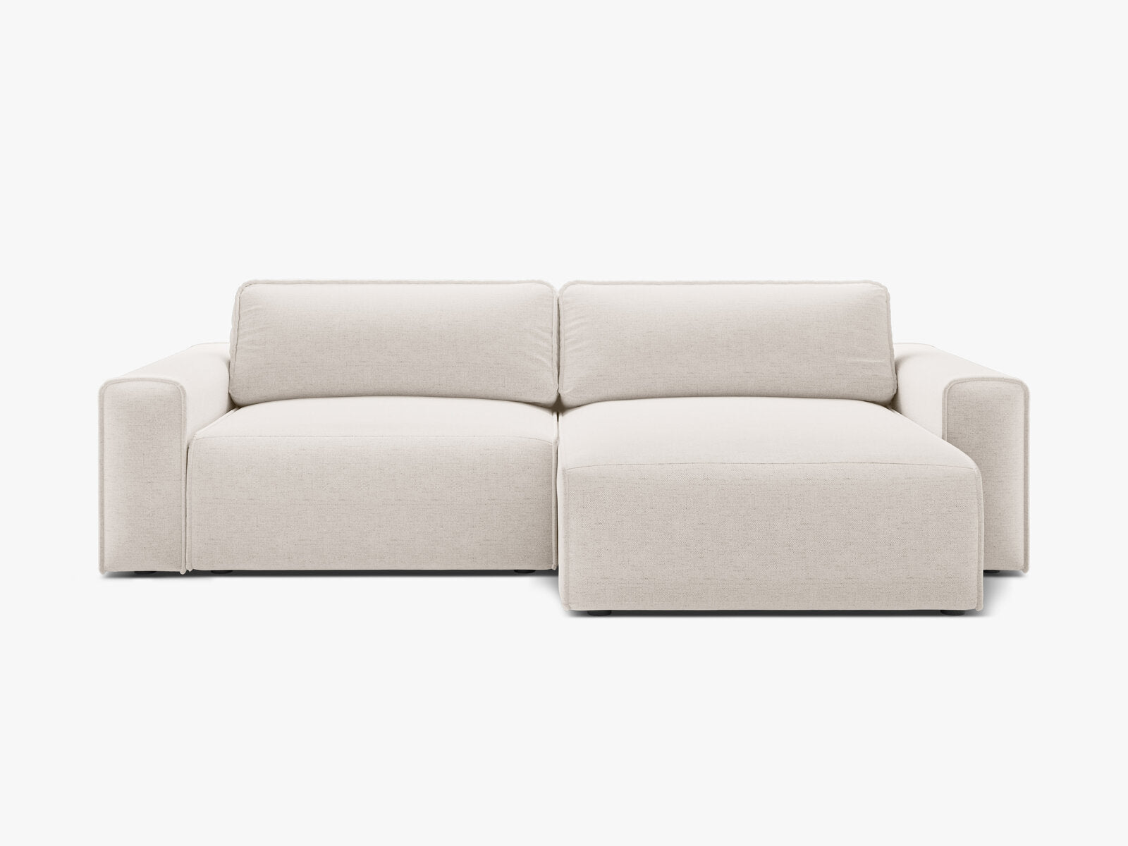 Micadoni Ecksofa Victor 3-Sitzer mit Schlaffunktion Rechts Strukturierter Stoff Helles Beige