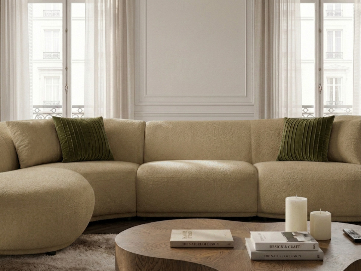 Bobochic Nora Ecksofa Chenille Hellbraun Ecke links
