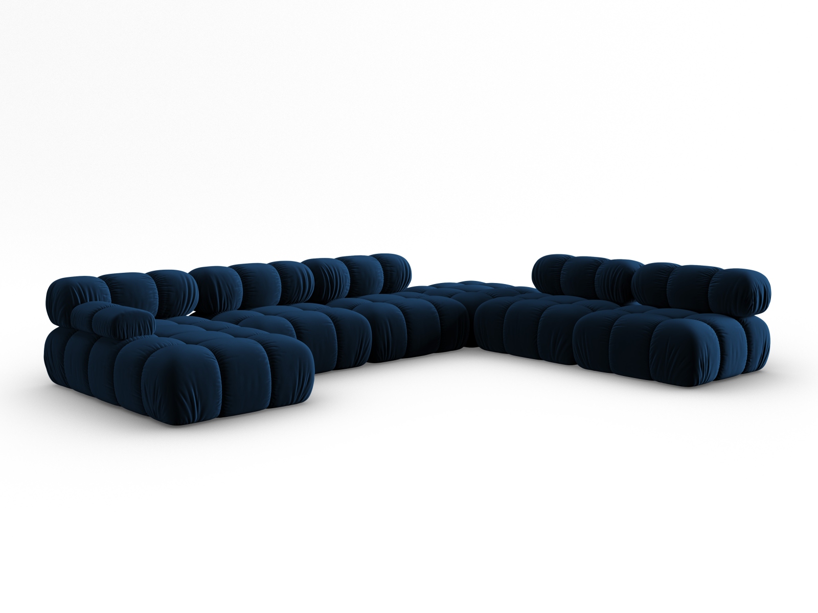 Micadoni Modulares Panorama Ecksofa Bellis 7-Sitzer Rechts Samt Bluvel Königsblau