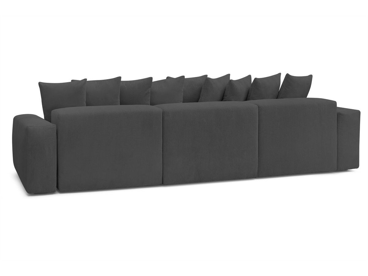 Bobochic Voltaire Wohnlandschaft mit Pouf 420 × 174 cm, Liegefläche 135 × 345 cm Cordsamt Dunkelgrau