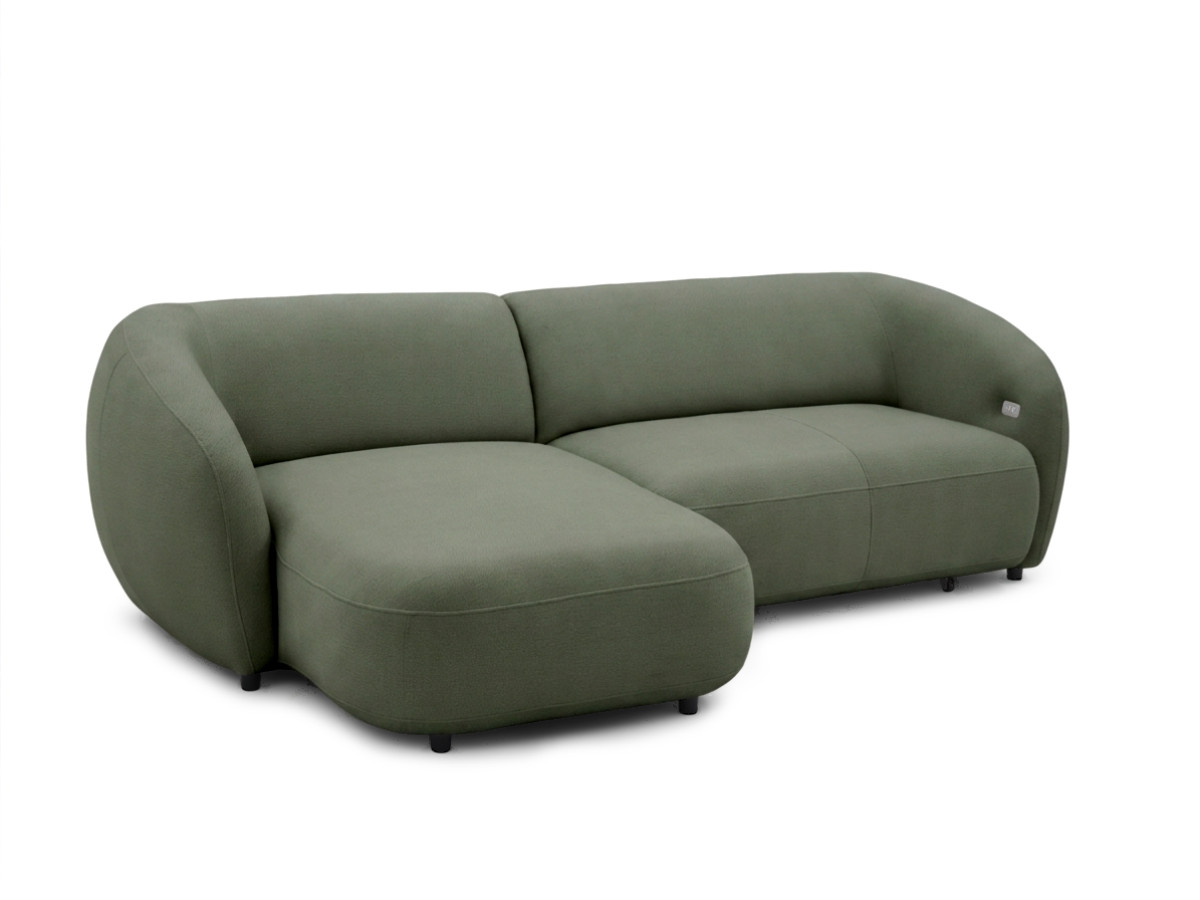 Bobochic Halo Ecksofa mit Schlaffunktion Stoff Grün Ecke links
