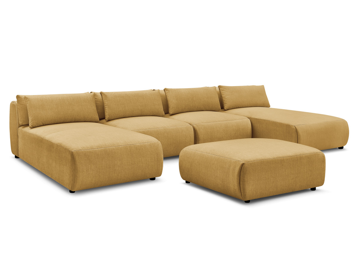 Bobochic Jana Wohnlandschaft mit großem Pouf Samt Gelb