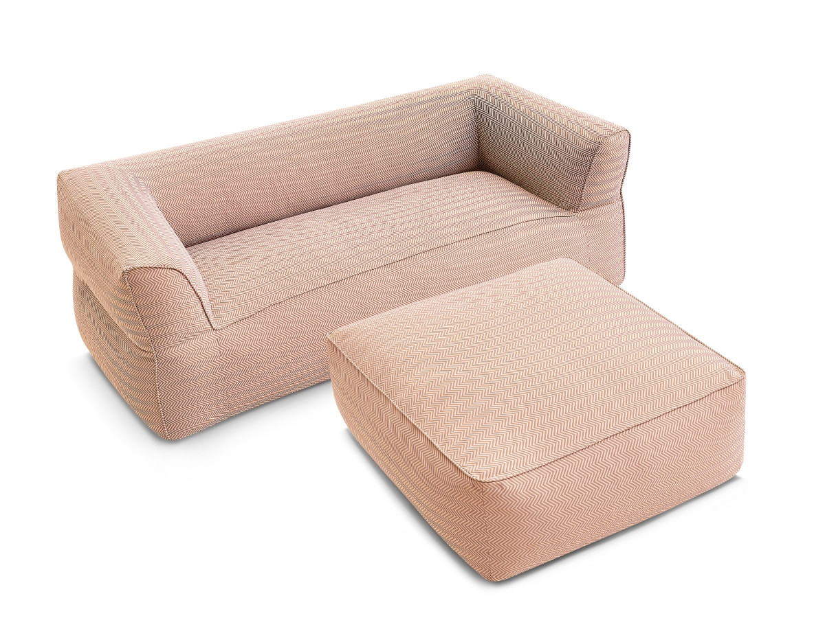 Bobochic Nour Gartensofa 4-Sitzer mit Pouf Stoff Orange