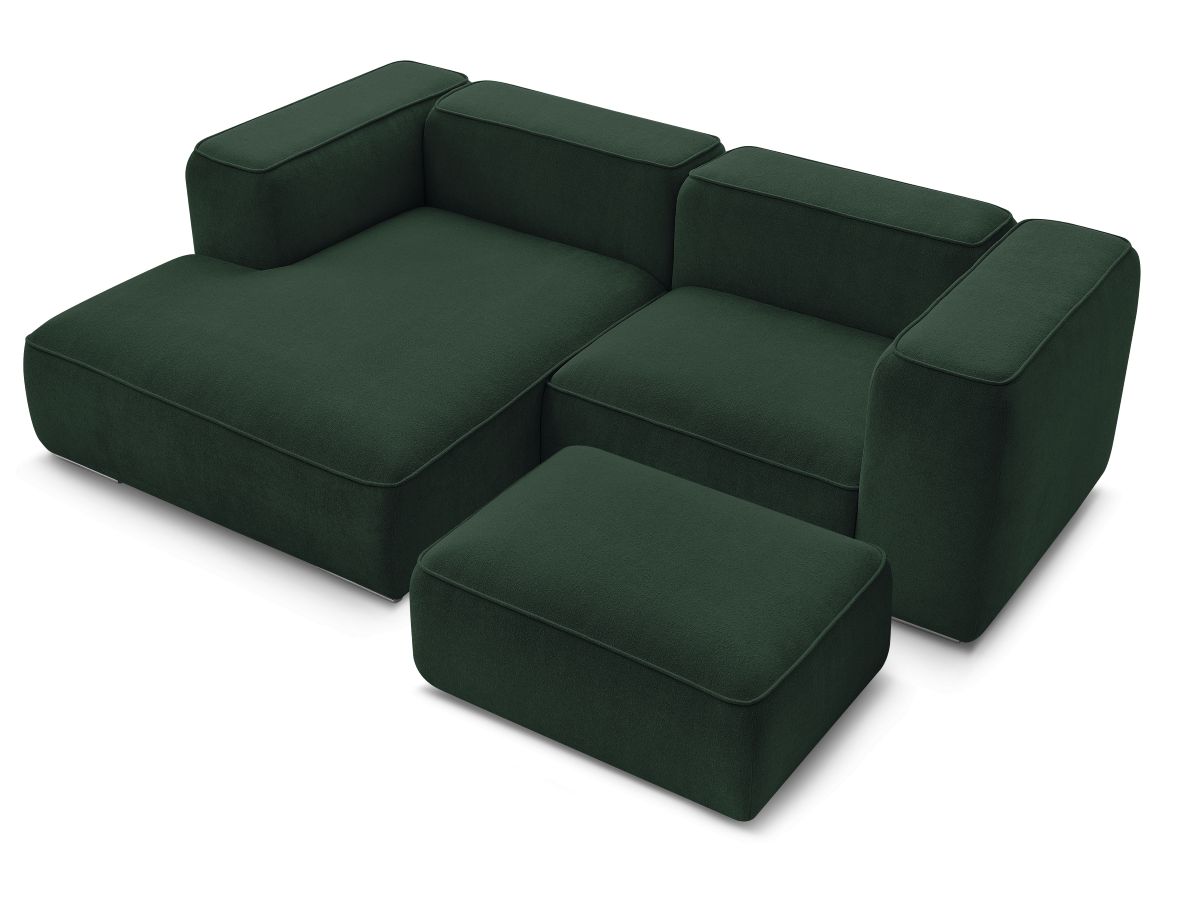 Bobochic Zephyr Ecksofa mit Pouf 260 × 165 cm Strukturstoff Grün Ecke links