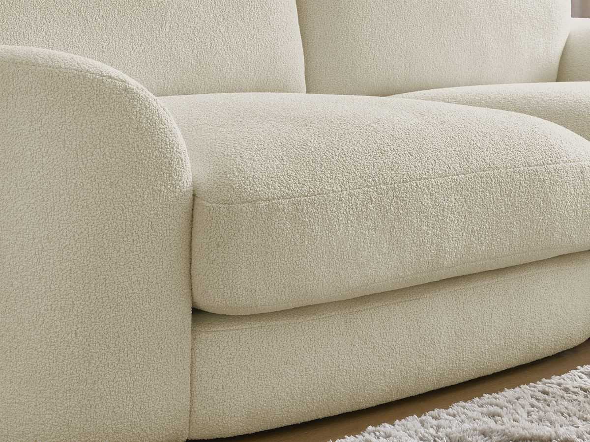 Bobochic Leonore Sofa 3-Sitzer mit Pouf Bouclé-Stoff Beige