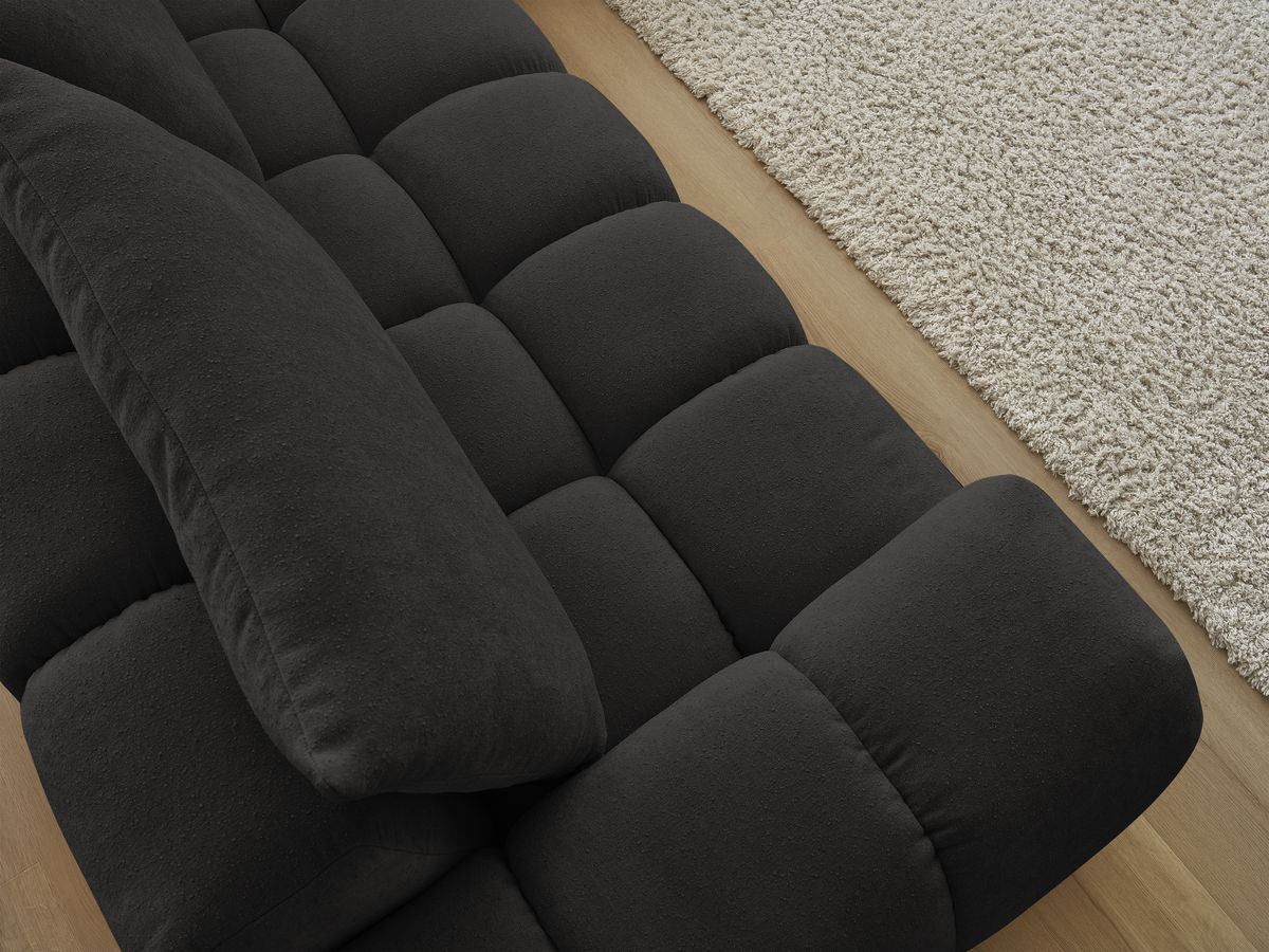 Bobochic Everest Ecksofa, 4 Kissen Strukturstoff Schwarz Ecke rechts
