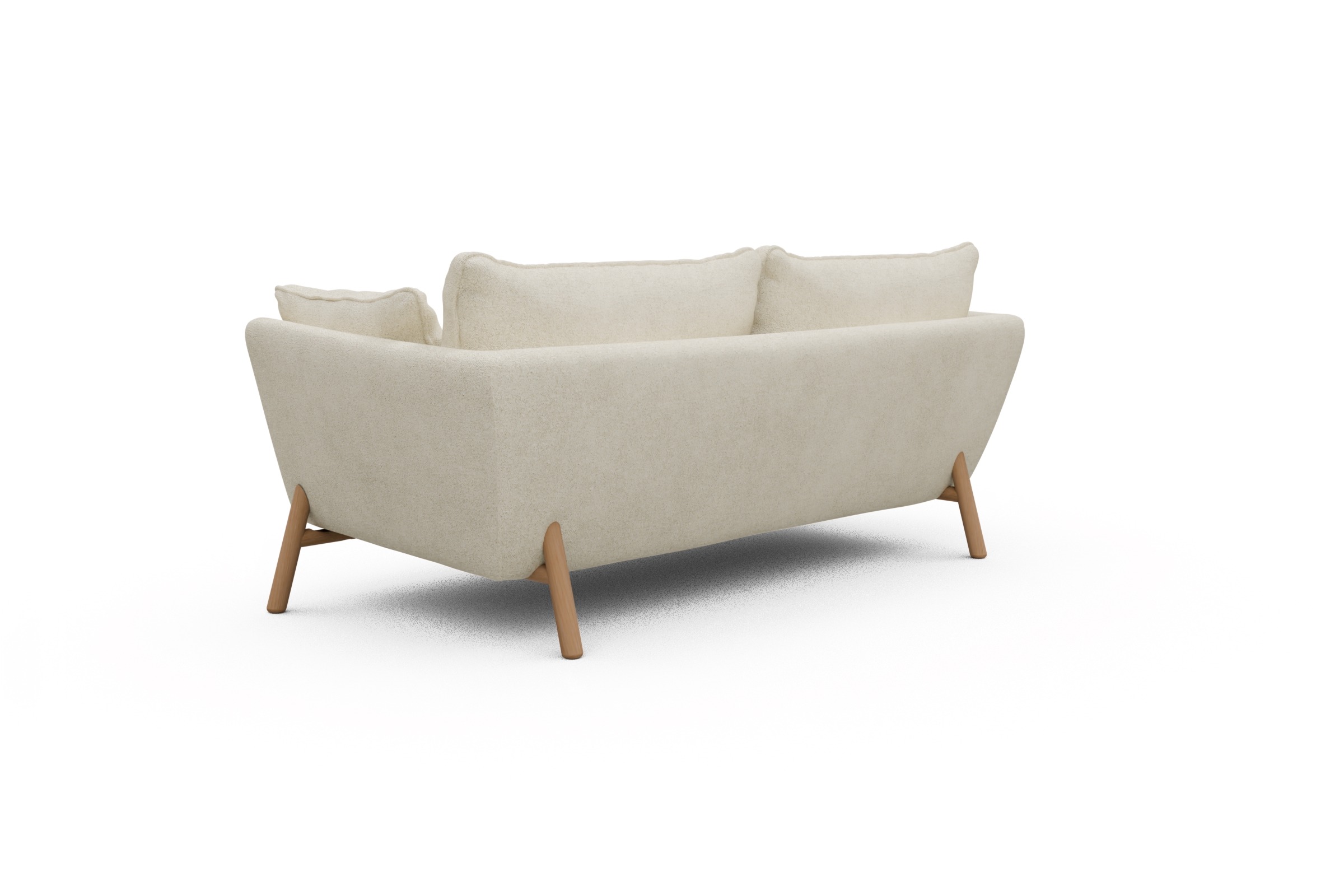 Sofa Emil PREMIUM 2-Sitzer Beinfarbe Eiche Natur Boucle-Off-White