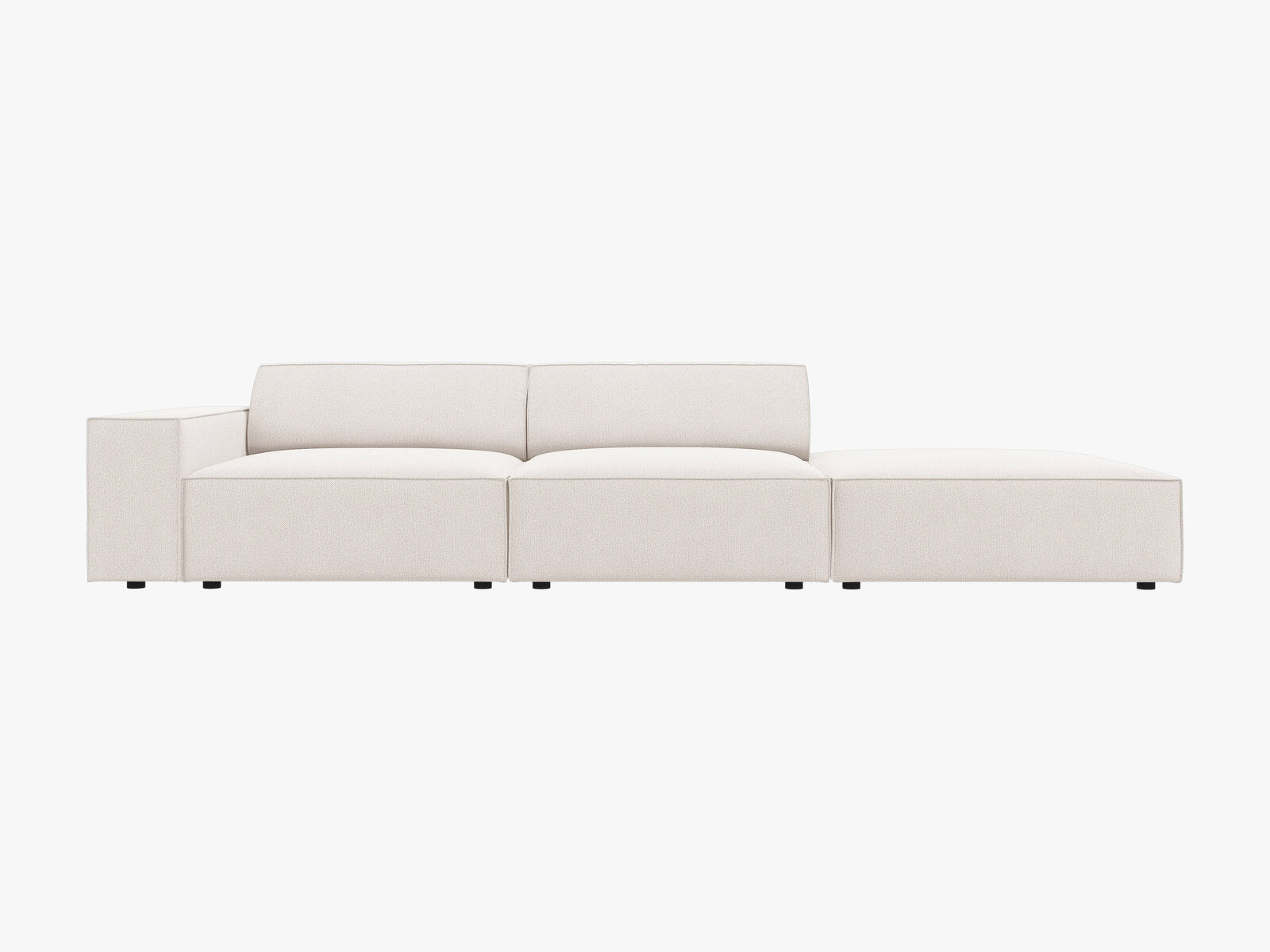 Micadoni Sofa Jodie 3-Sitzer Rechts Strukturierter Stoff Megan Helles Beige