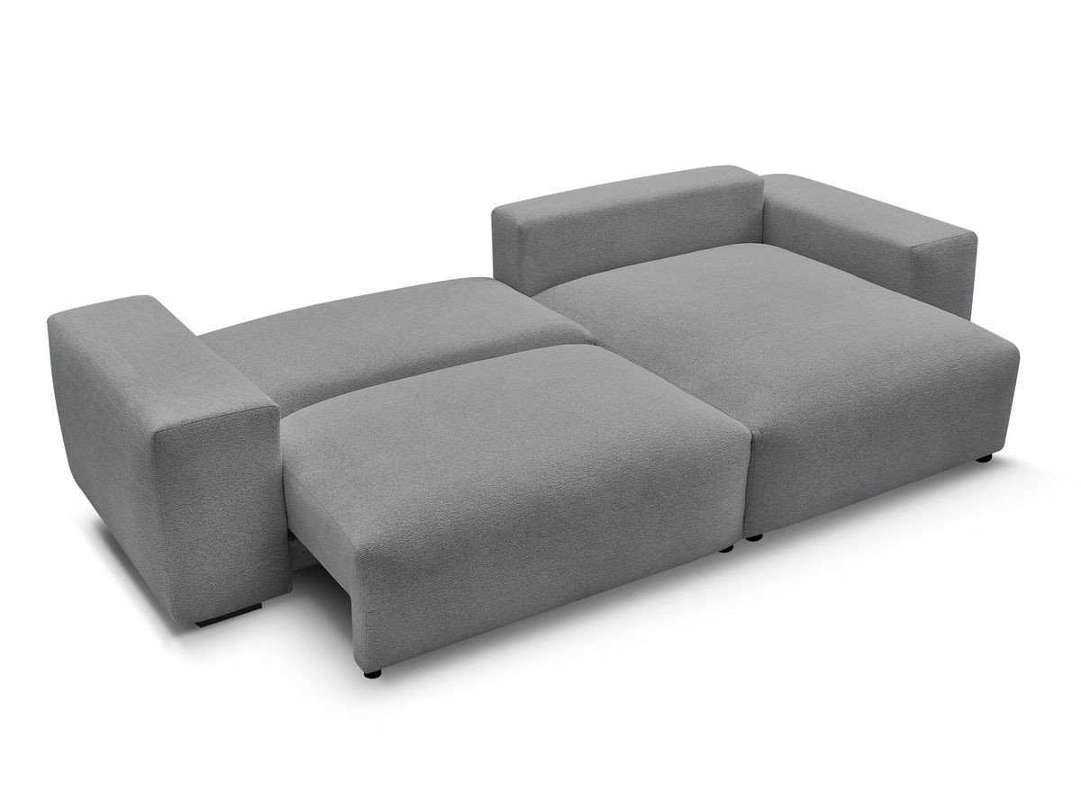 Bobochic Voltaire Ecksofa mit Schlaffunktion und Bettkasten Melange-Stoff Dunkelgrau
