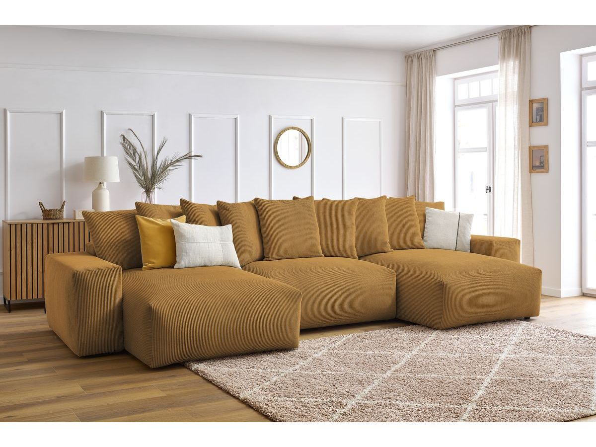 Bobochic Voltaire Wohnlandschaft 420 × 165 cm Cordsamt Gelb