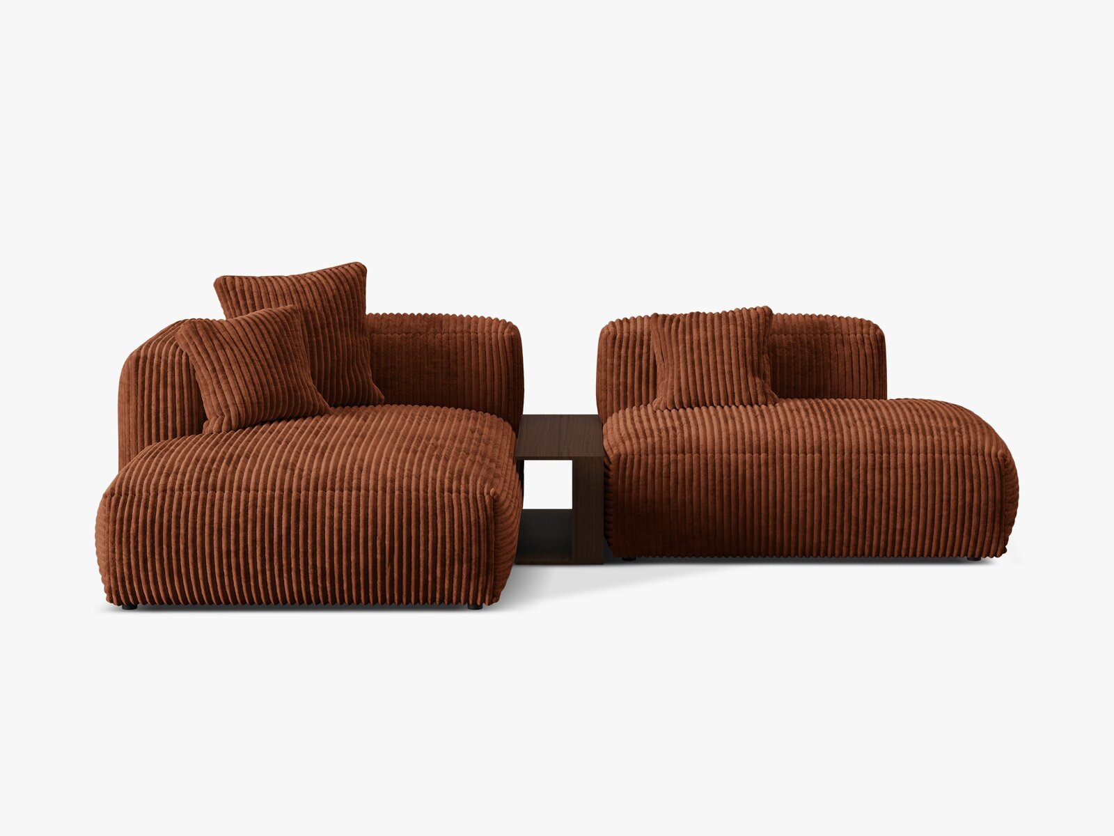 Micadoni Ecksofa Martina 2-Sitzer mit Couchtisch Links Kord Ziegel