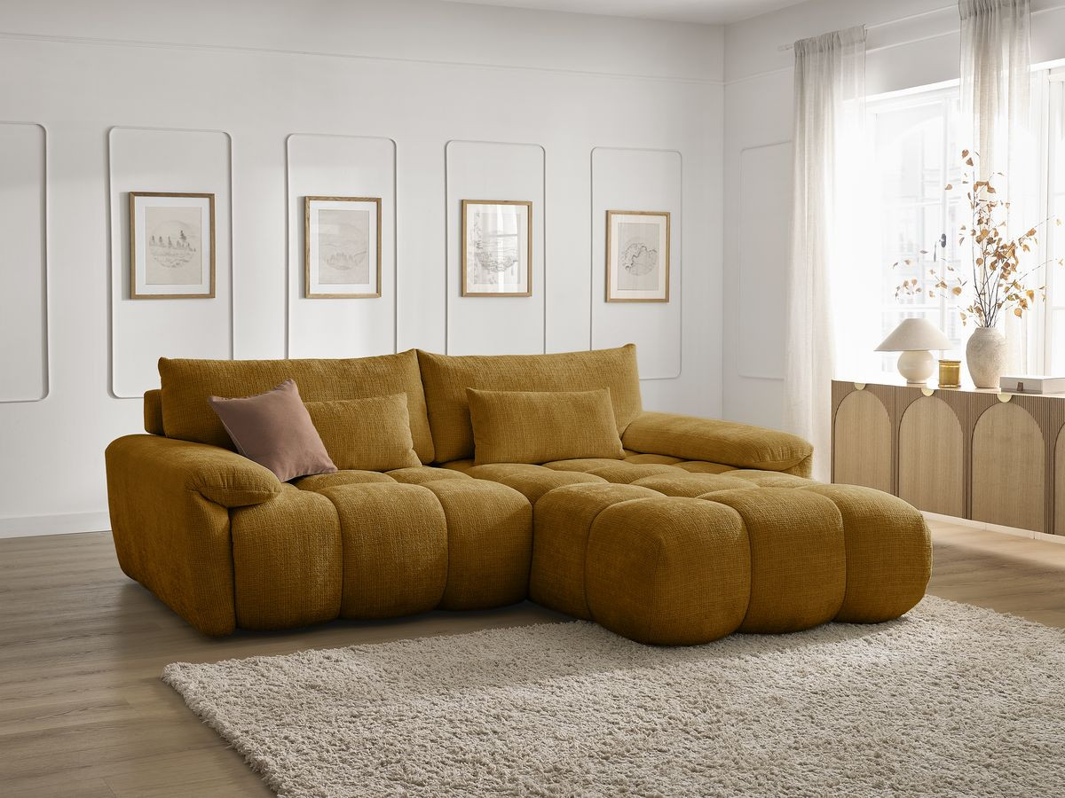 Bobochic Ivane Ecksofa Strukturstoff Gelb Ecke rechts