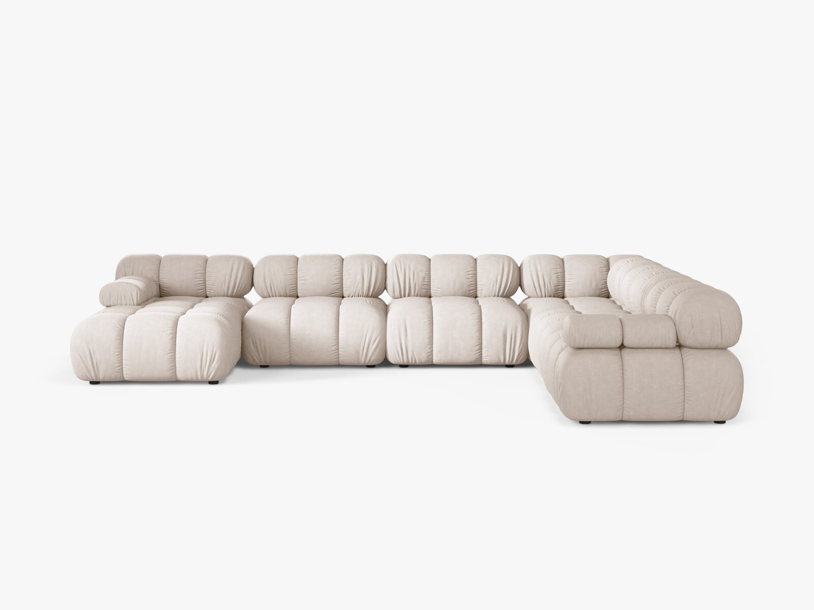 Micadoni Modulares Panorama Ecksofa Bellis 8-Sitzer Rechts Strukturierter Stoff Liberty Beige