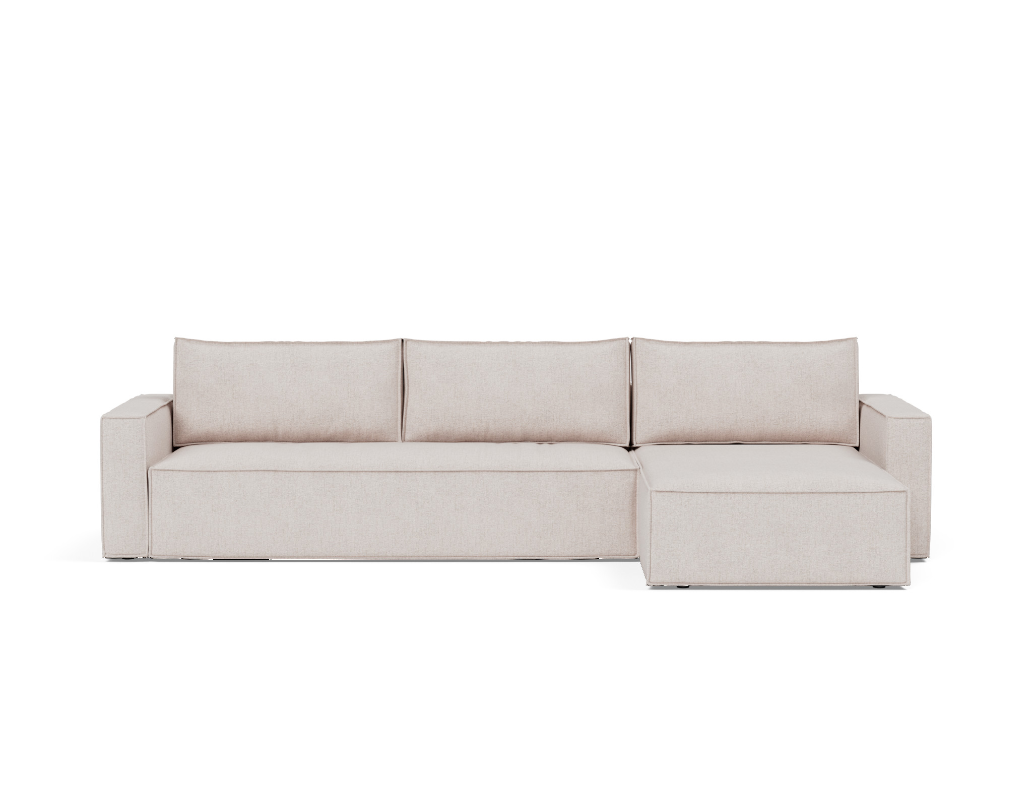 Schlafsofa Newilla mit Chaiselongue Strukturierter Stoff Weda 300-Weda-Sand