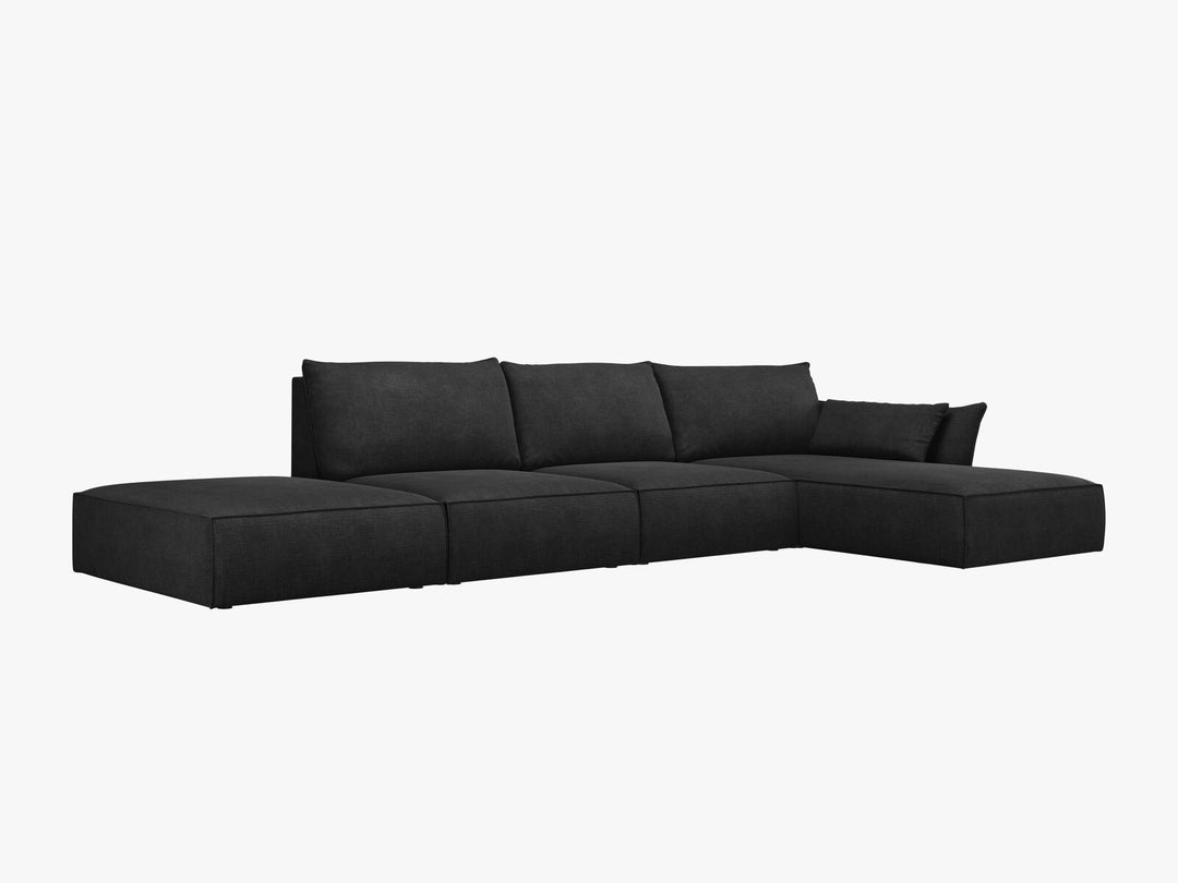 Micadoni Ecksofa Kaelle 5-Sitzer Rechts Chenille Over The Horizon Schwarz