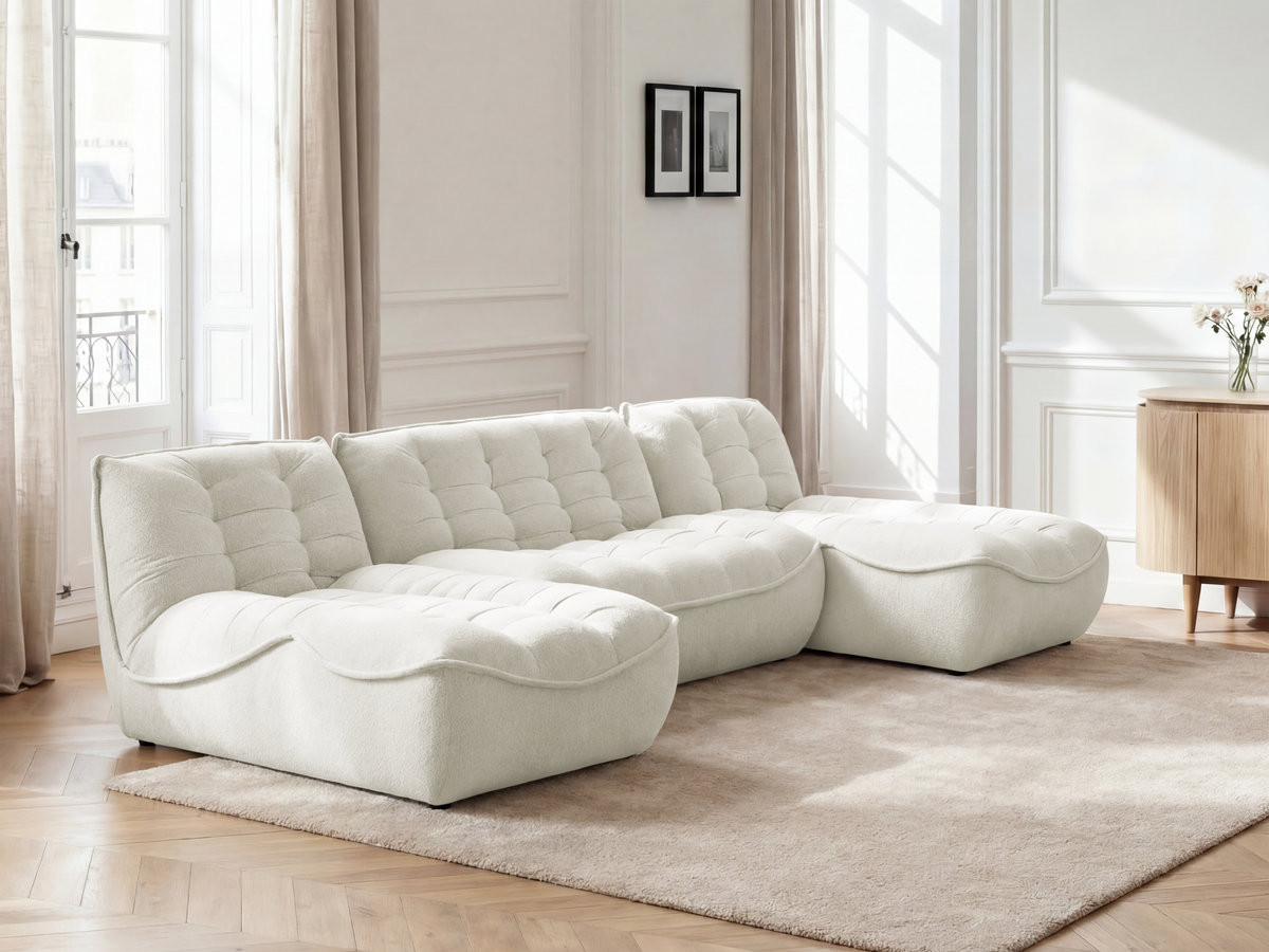 Bobochic Serena Wohnlandschaft Melange-Stoff Weiß