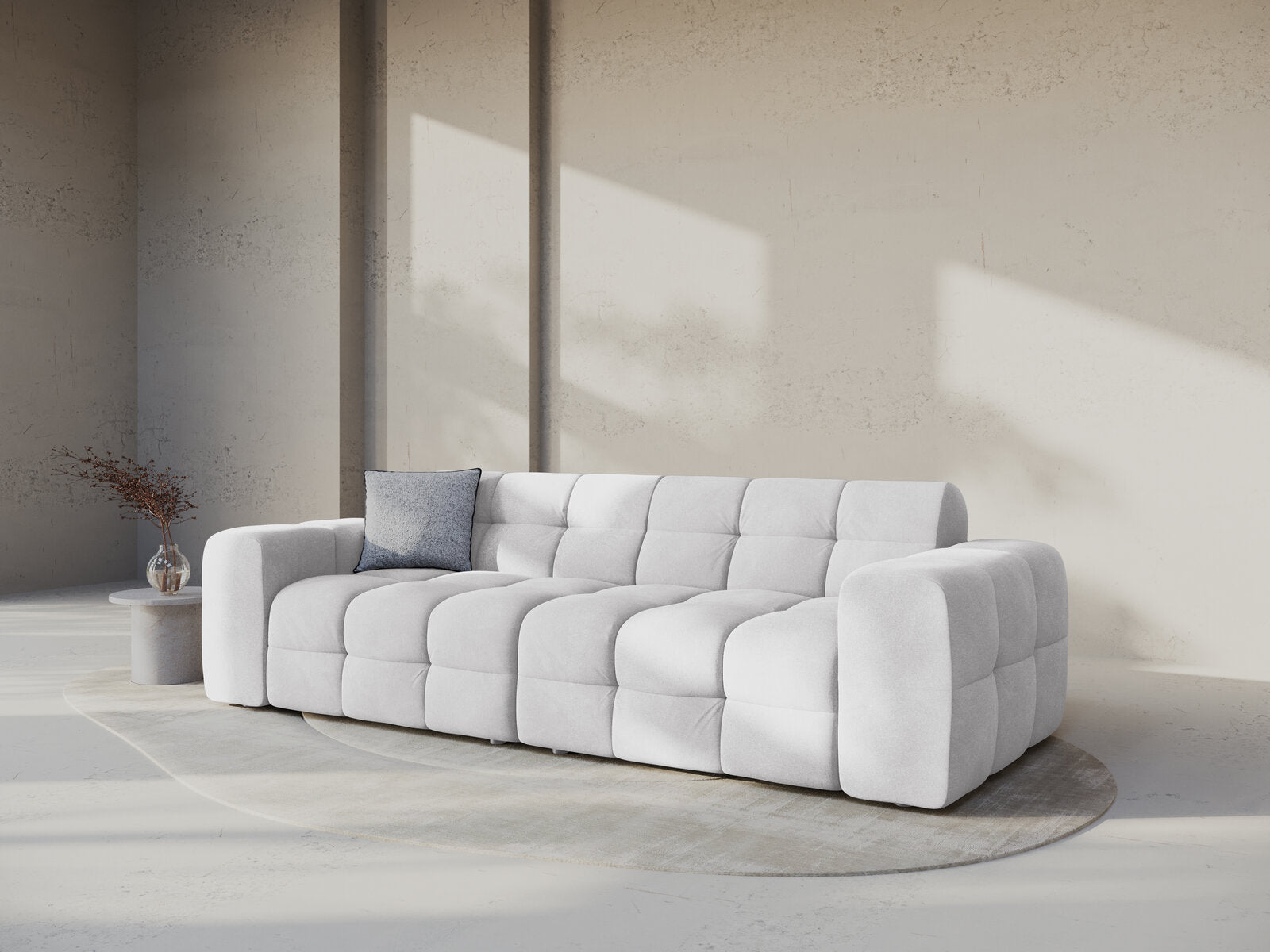 Micadoni Sofa Kendal 4-Sitzer Samt Magic Velvet Hellgrau