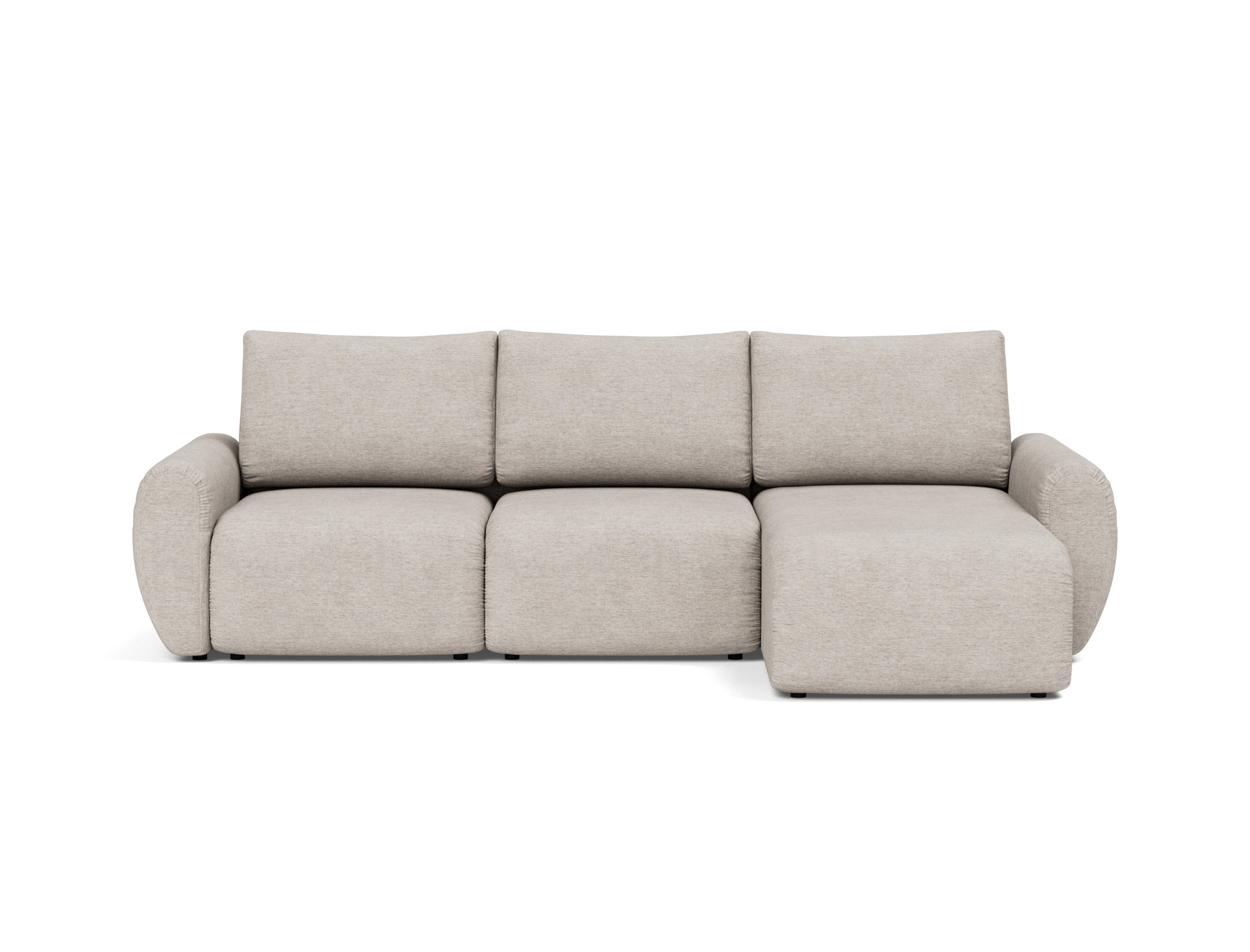 Schlafsofa Norum mit Chaiselongue und Curve-Armlehnen Chenille Yuveno 471-Sand