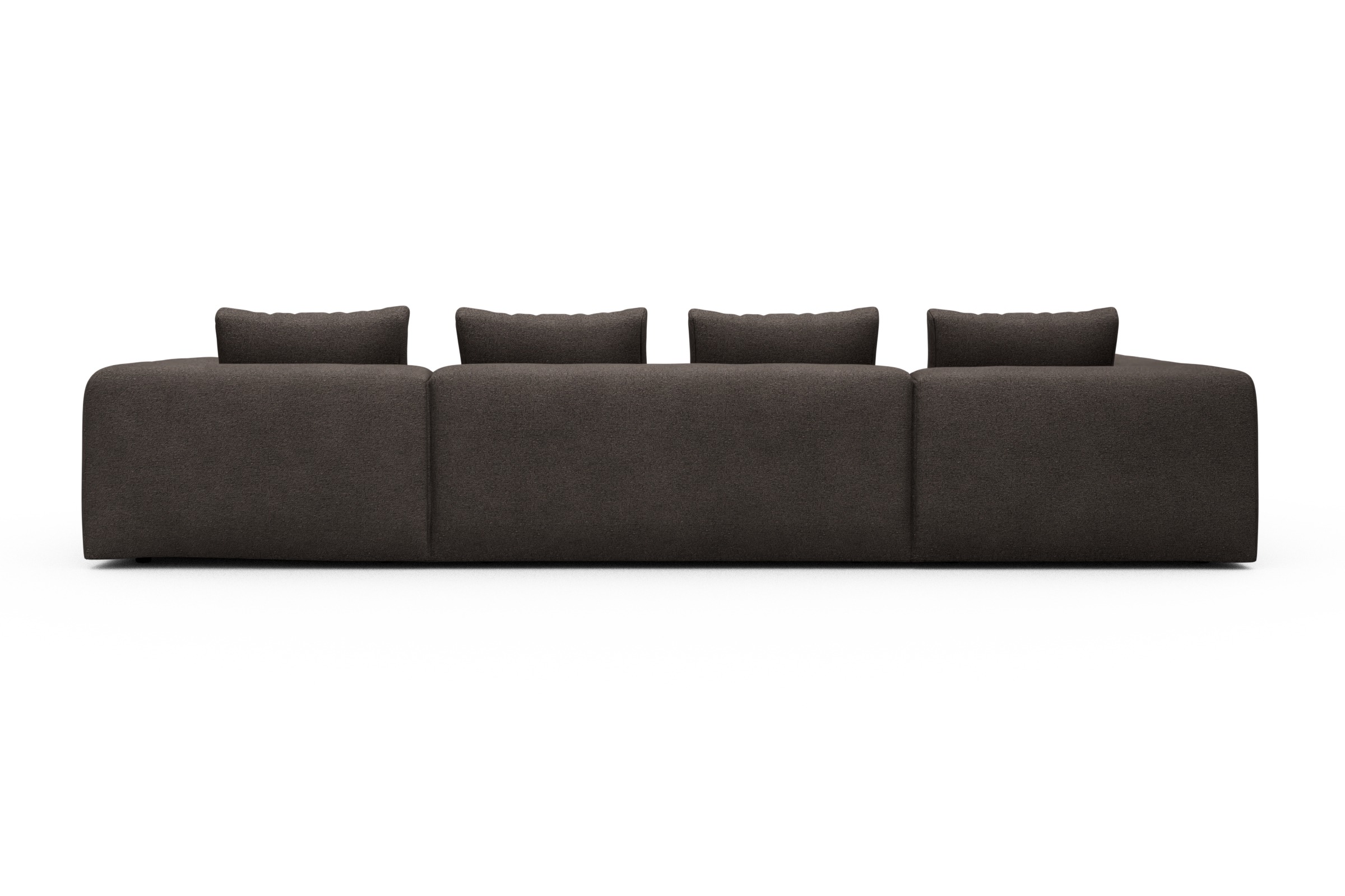Wohnlandschaft Fred Relax-Ecke links mit 2-Sitzer und Chaiselongue rechts Boucle-Taupe