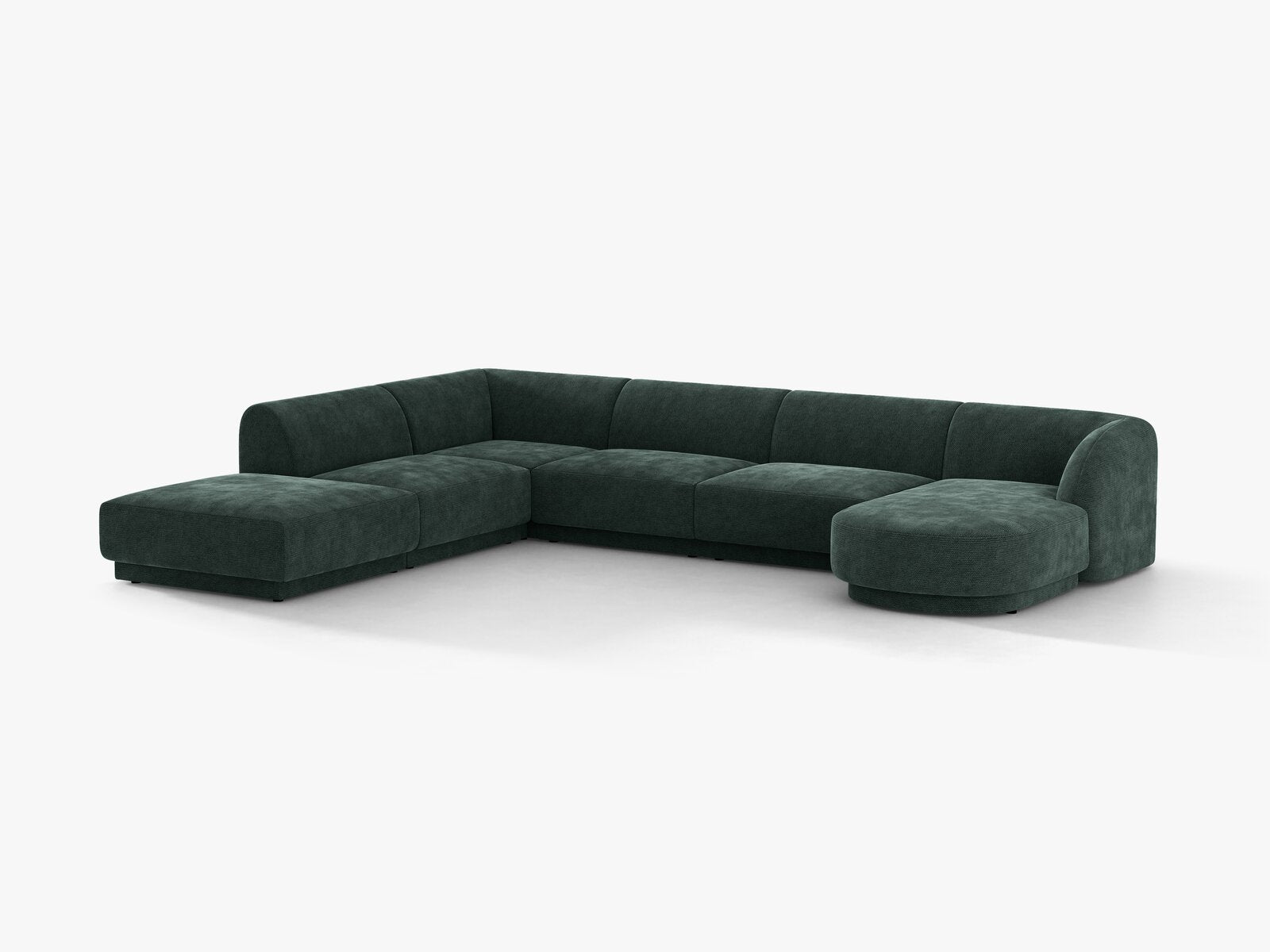 Micadoni Panorama-Ecksofa Miley 6-Sitzer Links Chenille Haga Petrol